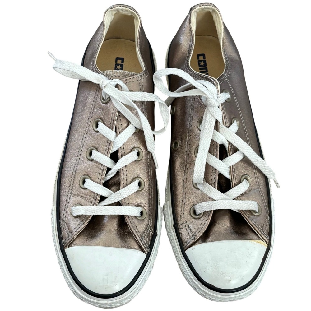 Converse All Star Metallic Bronze Leather Sneakers Women's Sz 6 - Picture 2 of 3